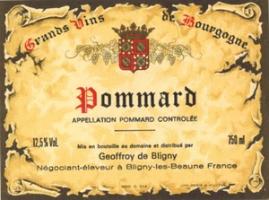 Etikett großer Burgunderwein Pommard - (750 ml) Züchter G. de Bligny - R.161 - Bild 1 von 1