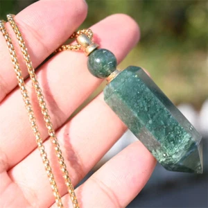 2.4" Moss agate perfume bottle Natural reiki crystal pendant reiki gift 1pc - Picture 1 of 14