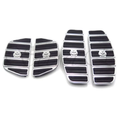 Chrome Skull Rider Passenger Footboard Kit For 87-15 TOURING/ 86-15 SOFTAIL - Image 1 of 4