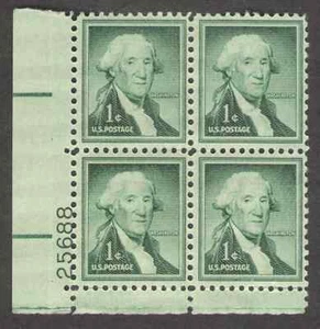 US. 1031. 1c. George Washington, Liberty. PB4 #25688 LL. MNH. 1956 - Picture 1 of 2