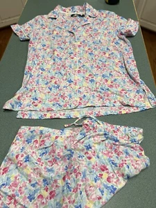 Womens Lauren Ralph Lauren 2PC Pajama Set White Floral Top & Shorts Small - Picture 1 of 8