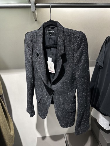 BNWT! Ann Demeulemeester ladies fleece wool tweed blazer jacket size 36   S