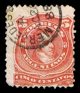 1867-68 ARGENTINA #18 RIVADAVIA - USADO - F - CV $17.50 (ESP#9759) - Imagen 1 de 1