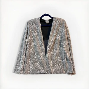R M Richards Silver Jacket Vintage Size 16 Modern Large Sequin Glitter Evening - Picture 1 of 7