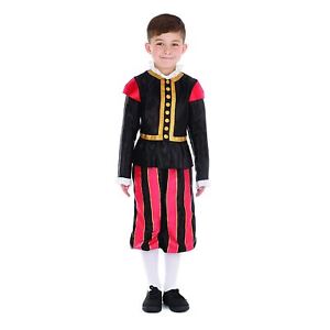 Boys William Shakespeare Costume Tudor Medieval Book Day Fancy Dress Outfit