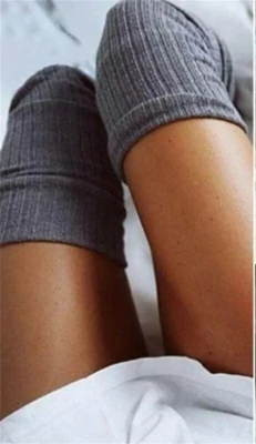 Res Ipsa Loquitur Melbourne - Ribbed Thigh High Socks - Dark Grey - Image 1 of 4