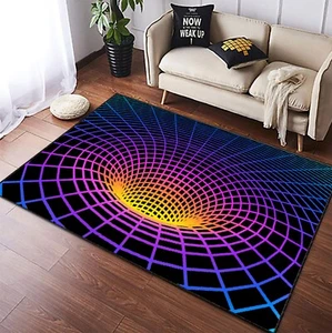 Psychedelic Optical Illusion Rug, Trippy 3D Vortex Rug, Bunter Geometrischer Teppich - Bild 1 von 10