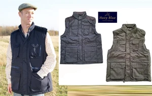 Hazy Blue Mens 10 pocket Body Warmer Stalker navy blue heavy duty padded gilet