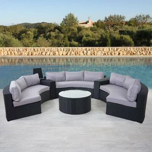 Luxus Poly-Rattan-Garnitur Lier, Sitzgruppe Lounge-Set, XXL rund, anthrazit - Bild 1 von 7