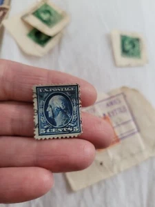 1914 US POSTAGE #428 WASHINGTON STAMP 5C BLUE - Picture 1 of 1