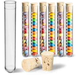100 Kunststoff Reagenzgläser Reagenzglas mit Korken 105x17 ☆ Geeignet für M&Ms ☆ - Bild 1 von 7