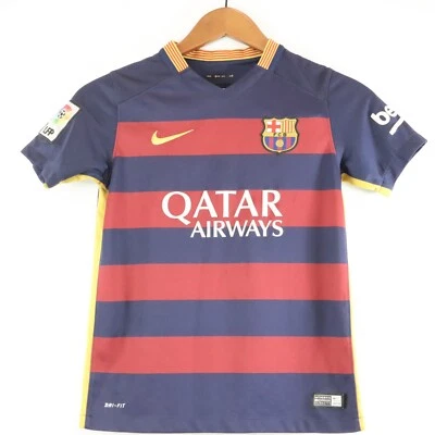 耐克 Dri-Fit 短袖运动巴塞罗那 FC 主场球衣青少年衬衫小号 — 第 1/4 张图片