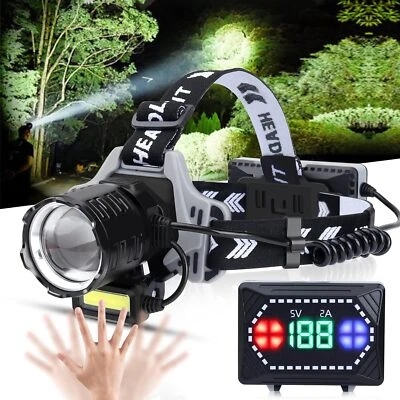 Bud K Rechargeable LED Headlamp, 120000 Lumens Super Bright Headlamp Black