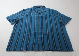 Asos Design Men's Boxy Relaxed Revere Shirt EJ2 Blue Basket Stripe Size XL Tall - Picture 1 of 3