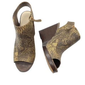 Cole Haan Ripley snake print leather wedge heels size 7B Brown open toe - Picture 1 of 11