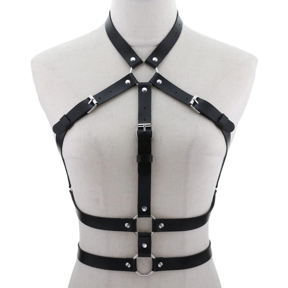 Women Punk Style PU Leather BDSM Bra Harness Lingerie Body Bondage Straps - Image 1 of 4