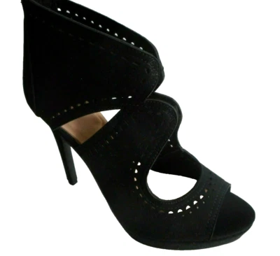 APT 9 Comfort Size 8.5 Black Velour Memory Foam High Heel Sandal Shoes NEW - Image 1 of 4