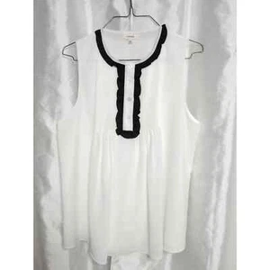 Lovely Freeway lace shirred pearl button BLOUSE black white - Picture 1 of 3
