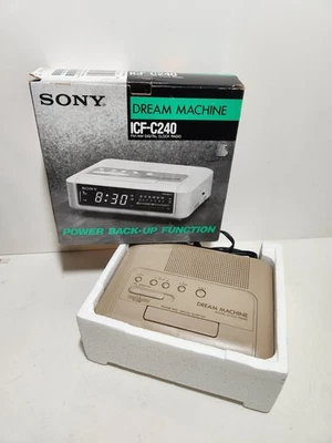 Vintage Sony Dream Machine FM AM Digital Clock Radio Beige ICF-C240 with Box - Image 1 of 4