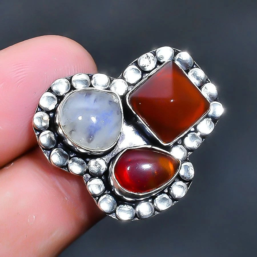 Anillo de joyería de piedras preciosas de cornalina, arco iris talla 6,5 de EE. UU. Foto 1 de 1