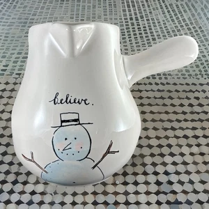 NEW Rae Dunn Believe Hot Cocoa Pot Snowman Artisan Collection - Picture 1 of 7