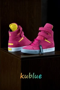 Scarpe Supra Uomo Tk Society Rosa Giallo Pelle Piena Alta Moda Casual - Foto 1 di 8
