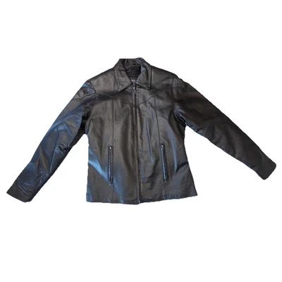 🔥Abrigo chaqueta de montar occidental de cuero negro Galería de cuero para mujer grande pesado Foto 1 de 4