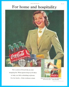Coke coca cola soda grocery shopping cart ice cold beverage vtg. print ad 1951 - Picture 1 of 3