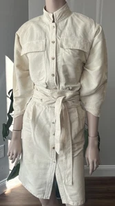 Ralph Rucci Vintage 80s Safari Shirt Dress Beige Belted - Picture 1 of 17