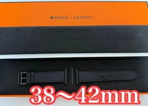 Apple Watch HERMES Bracelet Cuir Simple Tour Noir 38mm/40mm/41mm/42mm - Photo 1 sur 5