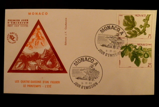 Monaco Premier Day FDC Yvert 1393/94 Seasons, Fig Tree 1+2F 1983 - Image 1 of 1