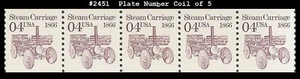 USA5 #2451 MNH PNC5 Pl #1 Dampfwagen Trans - Bild 1 von 1