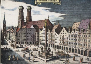 Alte Kunstpostkarte - München - Marktplatz um 1640 - Bild 1 von 1