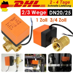 2/3 Wege Dreiwegeventil Zonenventil 230V Elektrische Kugelventil Motorkugelhahn - Bild 1 von 17
