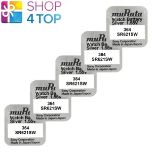 5 MURATA 364 SR621SW BATTERIEN SILVER OXIDE 1.55V WATCH BATTERY 2022 SONY NEU