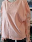 Peach Lace Effect Long Sleeve Large 14/16 Polyester Blend Sweatshirt Top Atmos