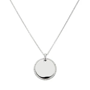 CEM Women Jewelry Gift Silver Necklace with Engraving Plate 5-208822-001 NEW - Picture 1 of 1