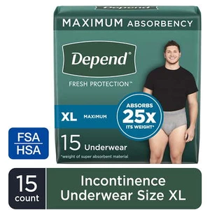 Incontinence Underwear for Men, Adult Diapers, XL, 15 Count - Picture 1 of 11