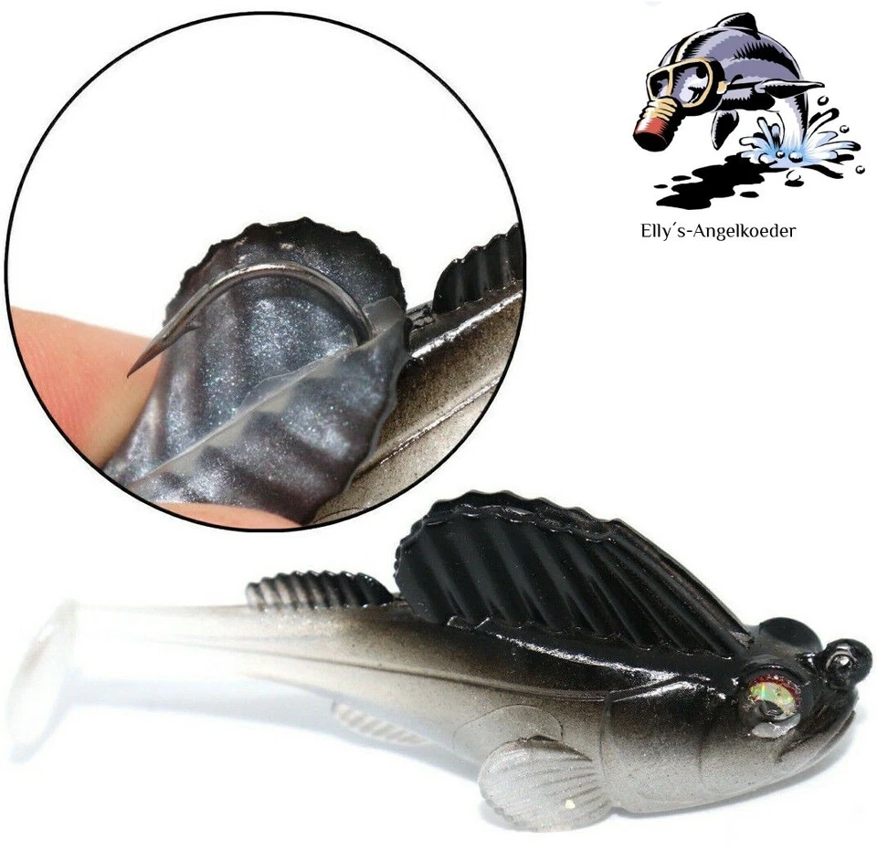 Trendex Grundel montiert mit Krautschutz Gummifisch Kunstköder Hecht Aal Zander - Bild 1 von 1