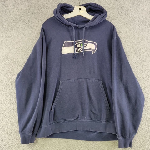 Seattle Seahawks Sweater Mens XL Extra Large Blue Majestic Hoodie Pullover NFL Cover
