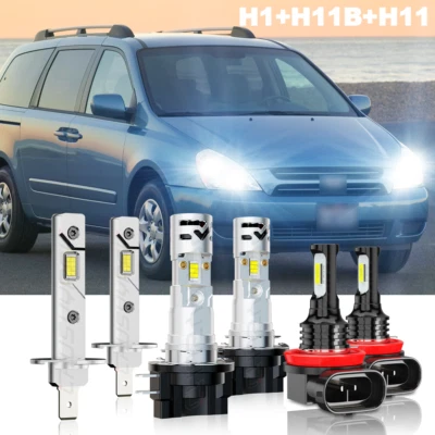 For Kia Sedona 2008-2012 2014 6X 6000K LED Headlight Hi/Lo+Fog light Bulbs White - Image 1 of 4