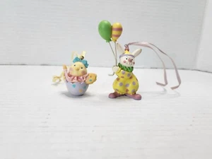 Vintage Easter Ornaments Bunny Rabbit Clown Balloons Baby Chick Chicken Ribbon - Picture 1 of 6