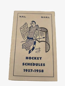 1957-58 NHL HOCKEY SCHEDULE RARE QSHL GOALIE MAURICE RICHARD TERRY SAWCHUK AHL - Picture 1 of 6