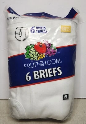 2001 Mens Fruit Of The Loom White Full Cut Briefs Underwear XXXL 50-52 NEW 6pc - Image 1 of 4