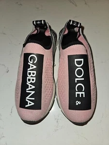 Big K Dole & Gabbana MAGLINA Mesh Pink/Black Knit Low Top Slip On Shoe Kids 12.5 - Picture 1 of 4