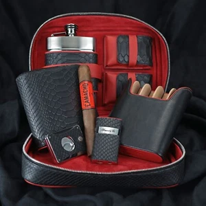 Brizard Havana Traveler - Black Python Pattern & Red Leather Combo - Picture 1 of 14
