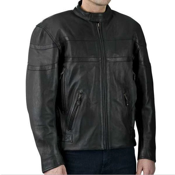 Milwaukee 2122 Mens Vented 1.4mm Black Naked Cowhide Leather Motorcycle Jacket - Image 1 of 1