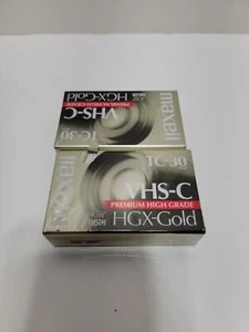 Lot Of 2 Maxell VHS-C HGX-Gold TC-30 Premium High Grade Blank Camcorder Tapes - Picture 1 of 2