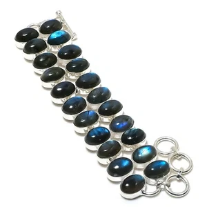 Labradorite Gemstone Handmade 925 Sterling Silver Spiritual Jewelry Bracelet - Picture 1 of 6