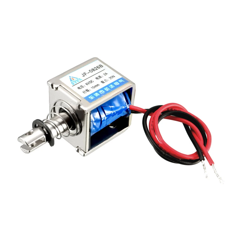 DC 6V 2A 20N 10mm Pull Push Type Open Frame Linear Motion Solenoid Electromagnet - Image 1 of 1